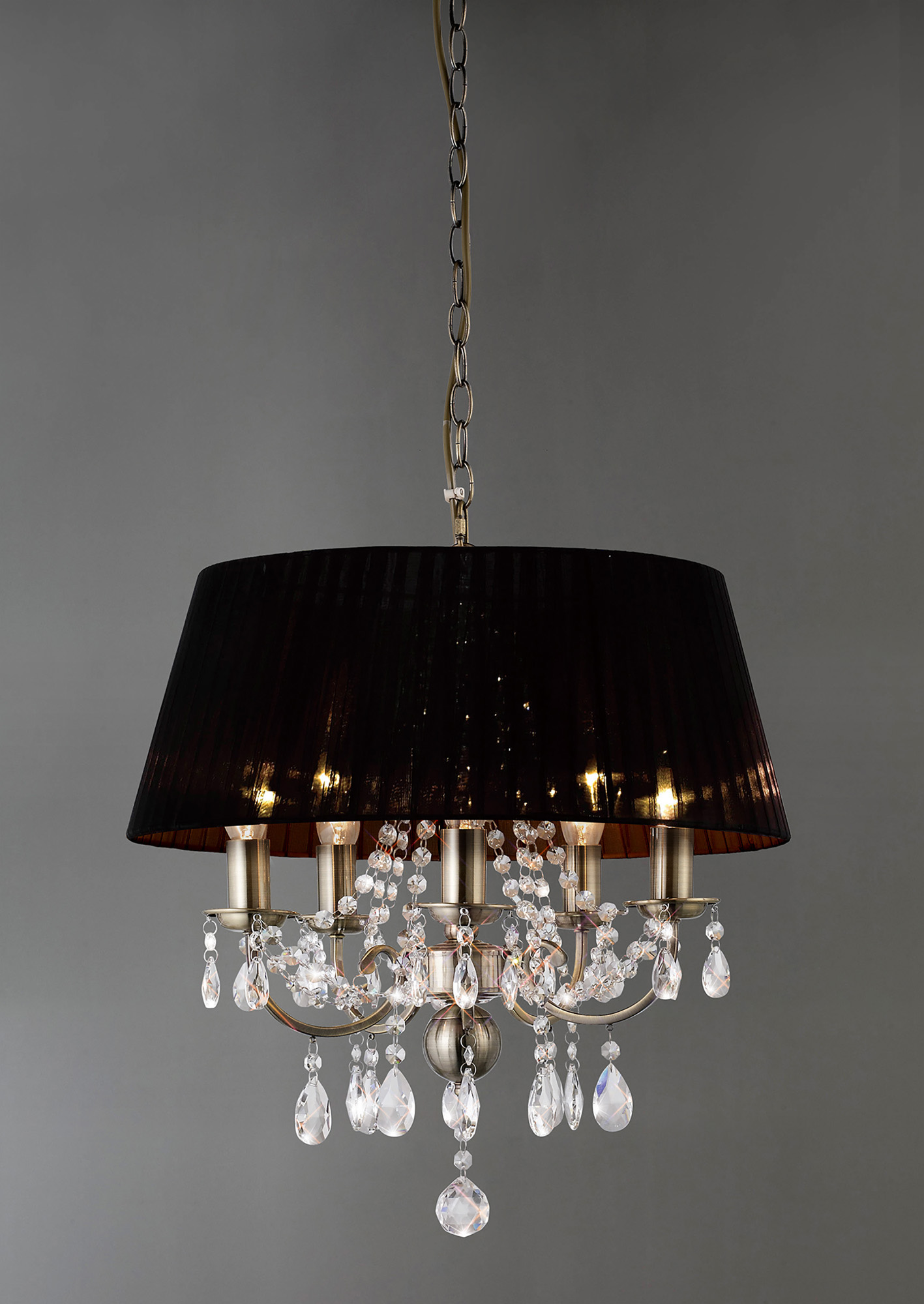 Olivia Antique Brass-Black Crystal Ceiling Lights Diyas Shaded Crystal Fittings Olivia Antique Brass-Black Crystal Ceiling Lights Diyas Shaded Crystal Fittings
